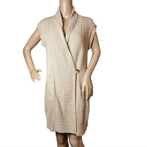 Chico's Seeveless Knit Cardigan Sweater Beige Size Small‎